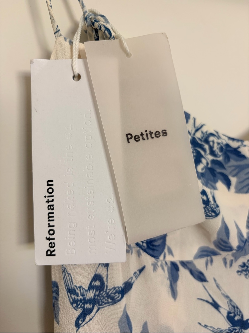 Reformation Petites Kourtney Midi Dress Size 0P, Floral Light Blue Ivory, NWT - Picture 5 of 15
